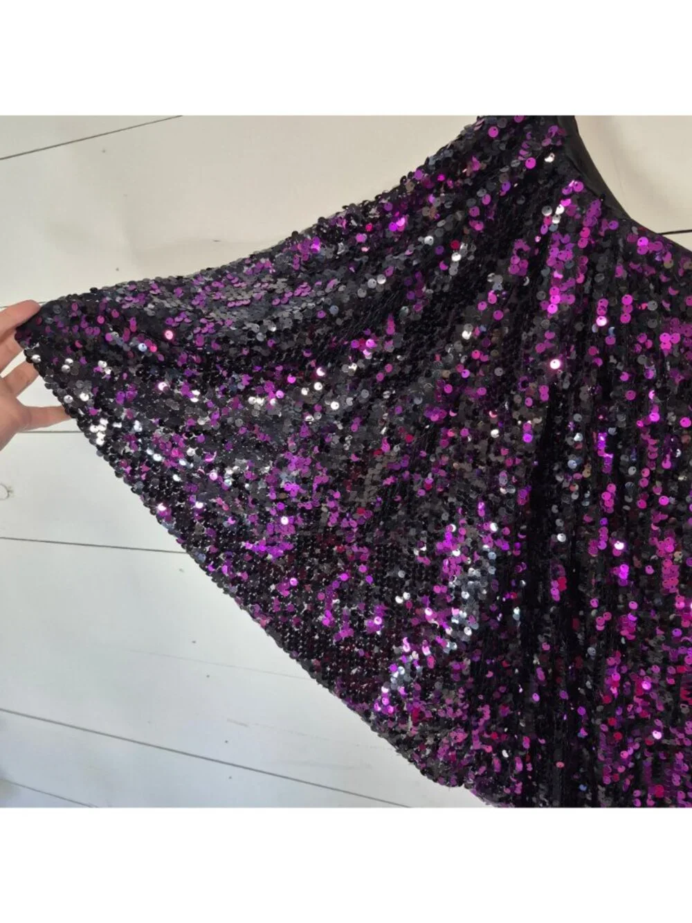 Betsy & Adam One-Shoulder Purple Black Sequin Dress Womens Size 4 Evening Party - Picture 3 of 8